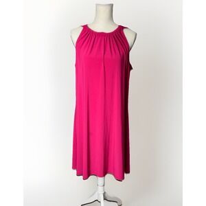 MSK Womens Fuchsia Pink Sleeveless High Neck Shift Dress Cocktail Size L